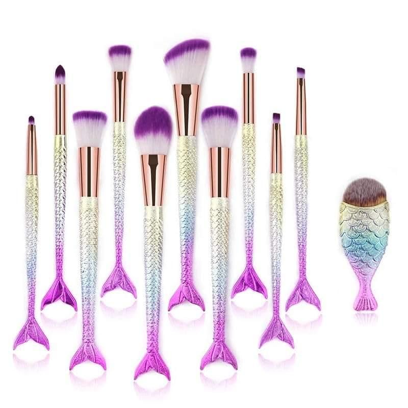 10Pcs Mermaid Style Makeup Brush Set
