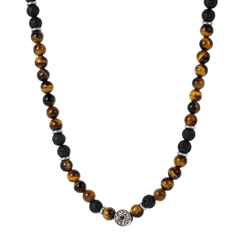 Men's Tiger Eye & Lava Stone Beaded Choker