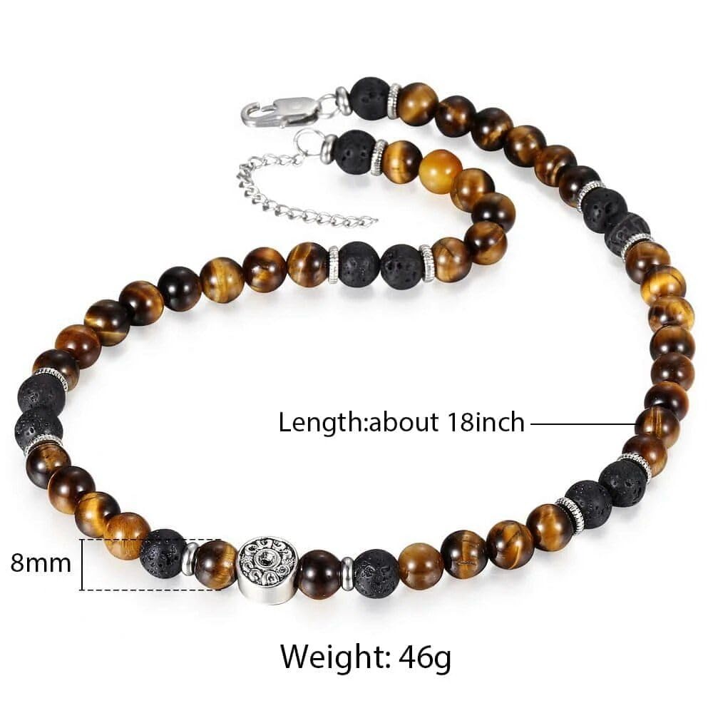 Men's Tiger Eye & Lava Stone Beaded Choker