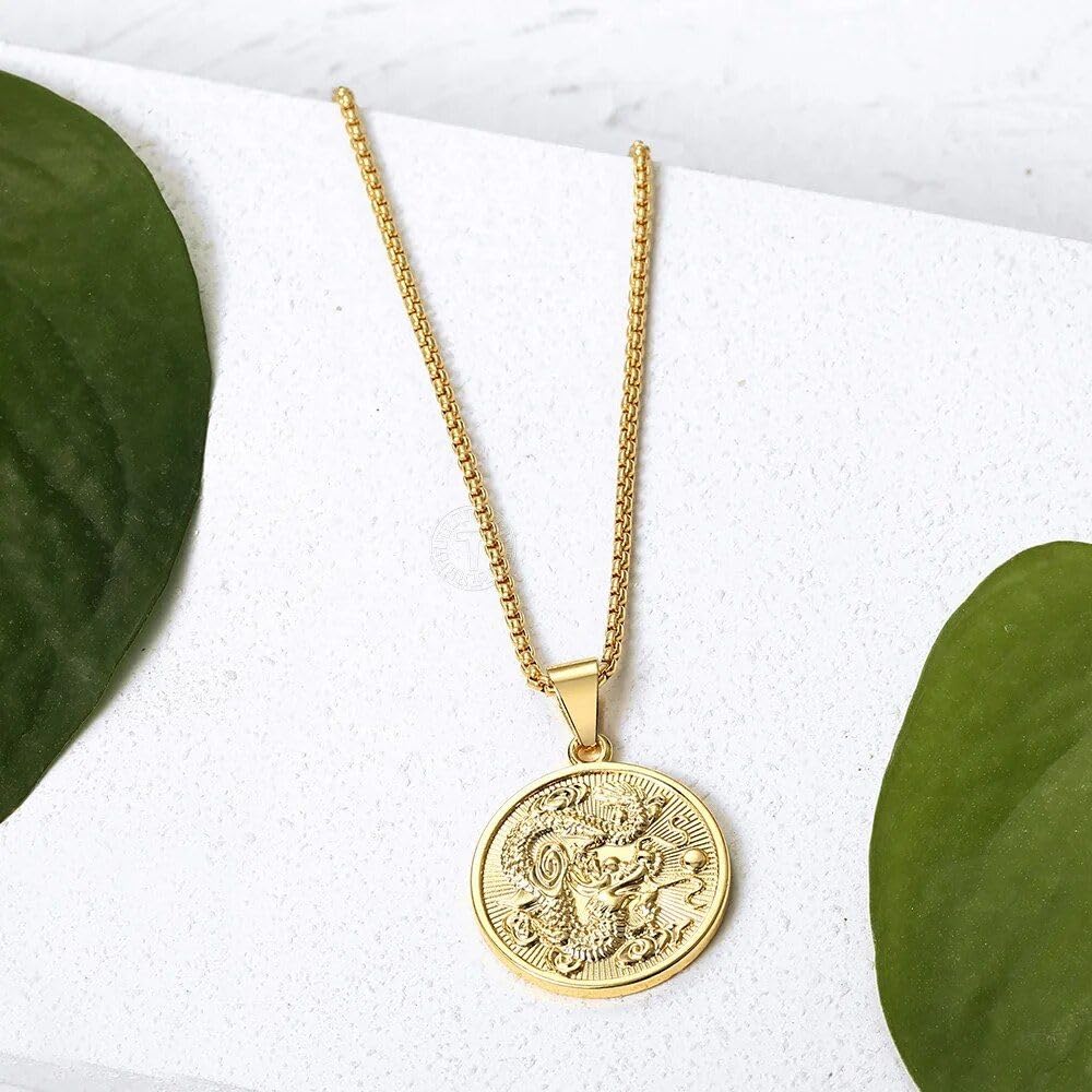 Gold Plated Dragon Pendant Necklace