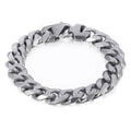 stylish matte silver 15mm stainless steel cuban link bracelet for men