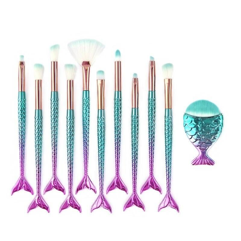 10Pcs Mermaid Style Makeup Brush Set