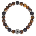 Tiger Eye & Black Lava Beaded Stretch Bracelet