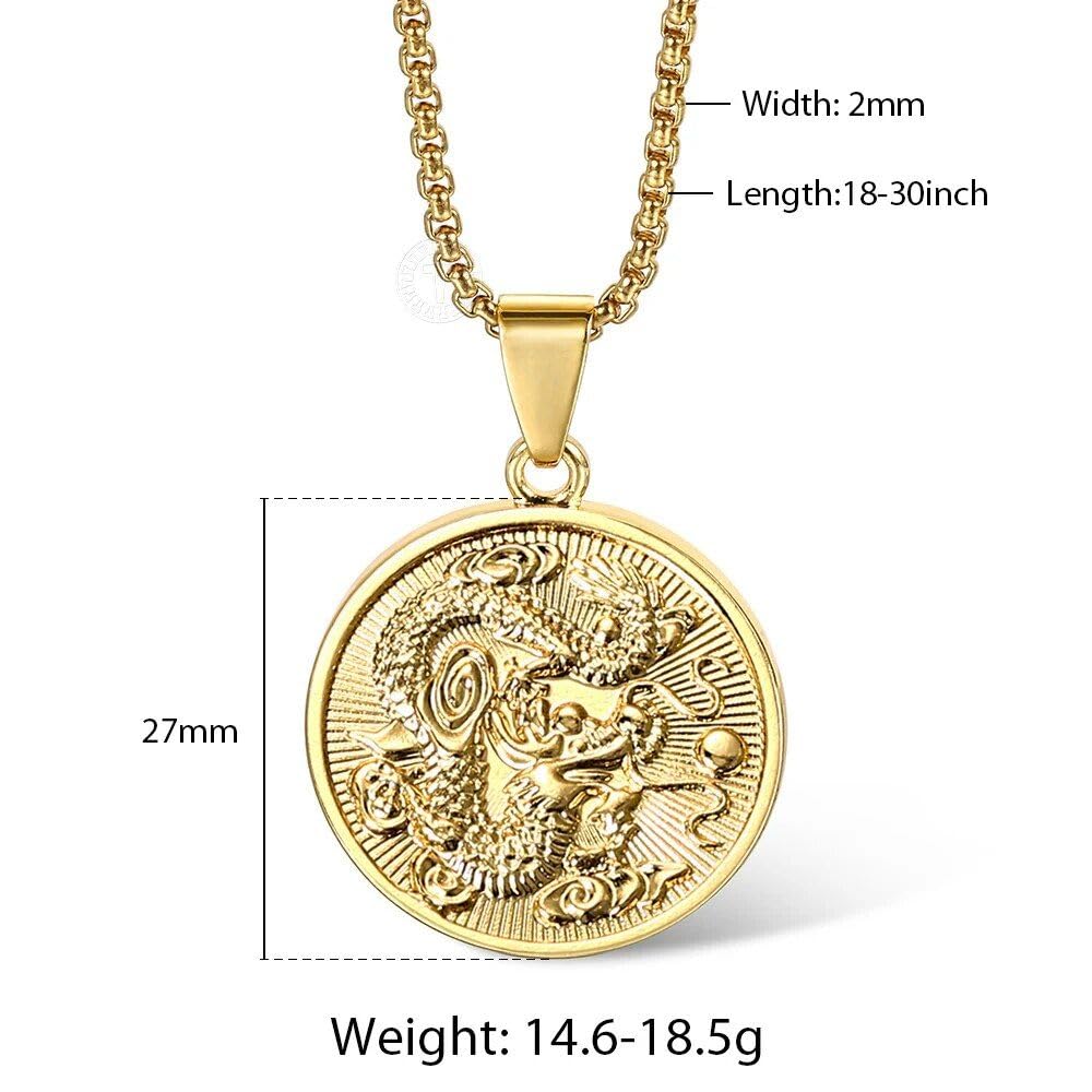 Gold Plated Dragon Pendant Necklace