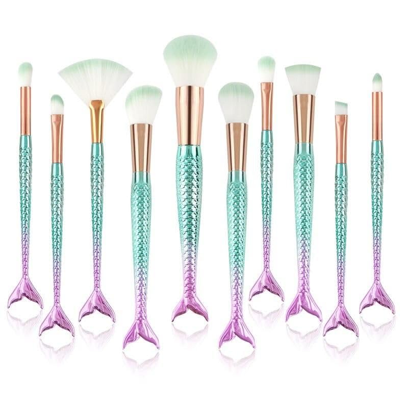 10Pcs Mermaid Style Makeup Brush Set