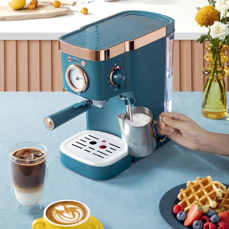 Deluxe Semi-Automatic Coffee Maker with Steam Milk Frother