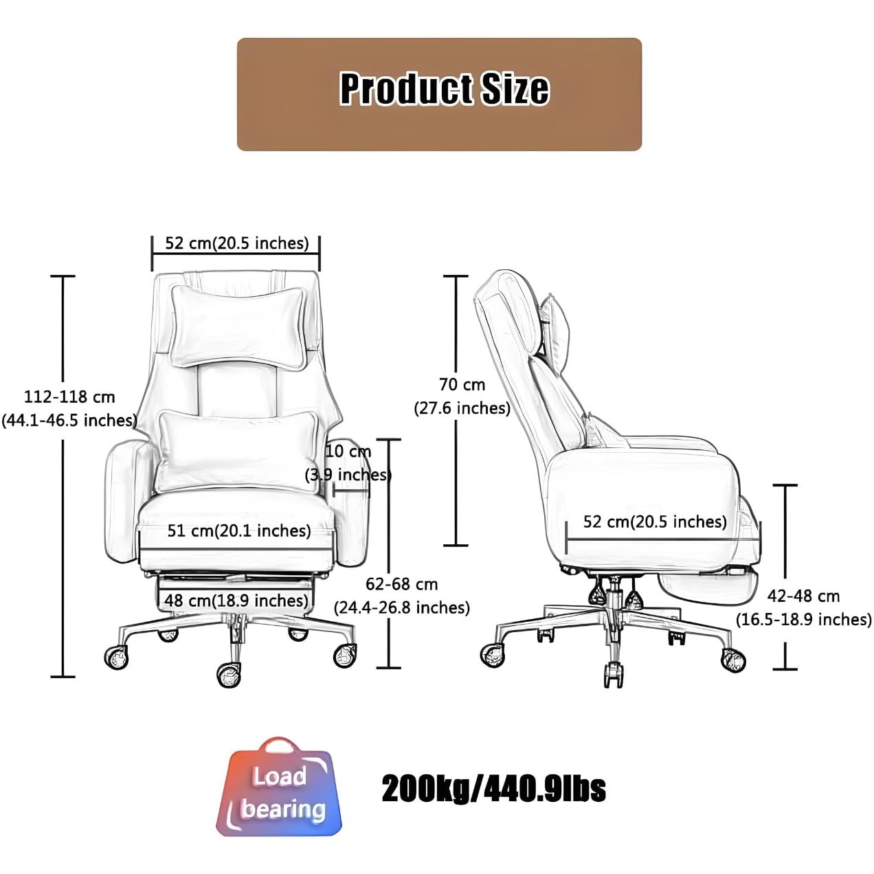 Luxury Swivel Executive Chair with footrest and Ergonomic Design