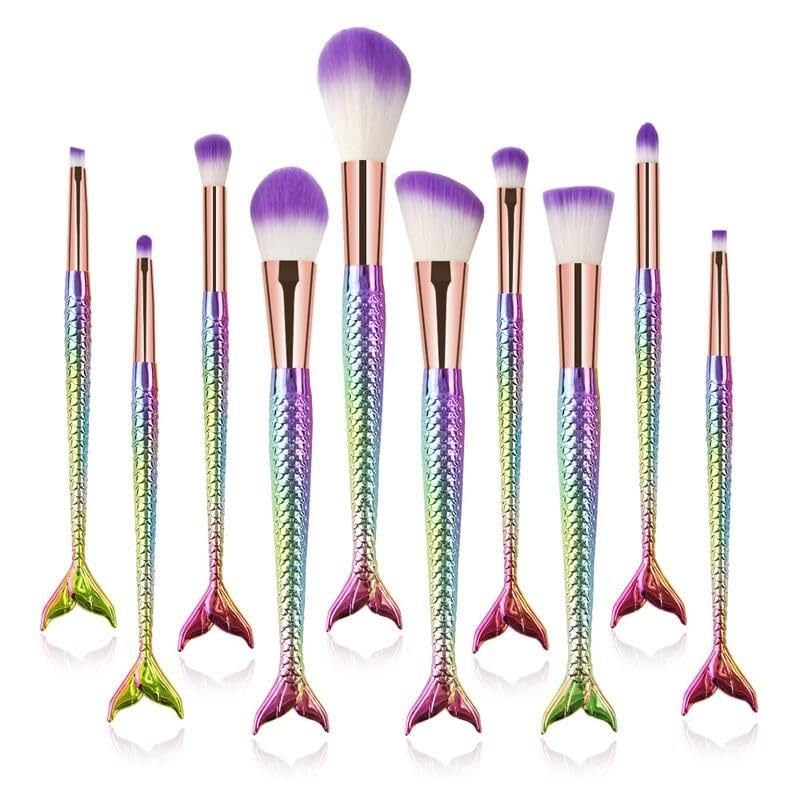 10Pcs Mermaid Style Makeup Brush Set