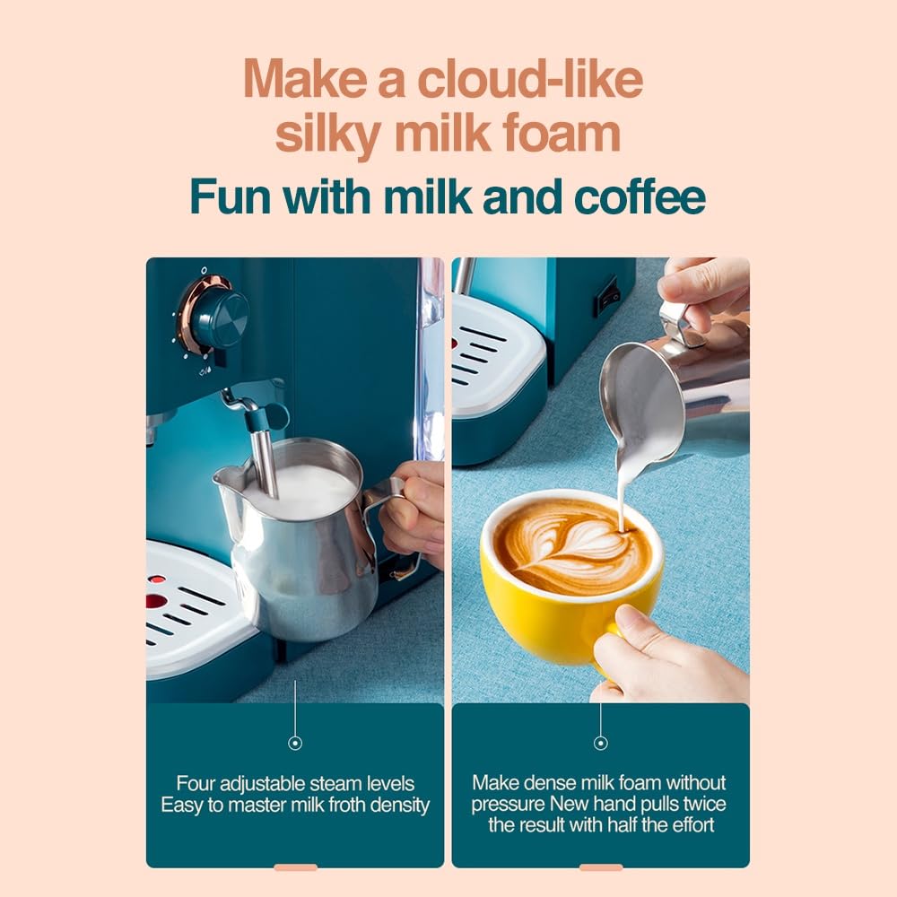 Deluxe Semi-Automatic Coffee Maker with Steam Milk Frother