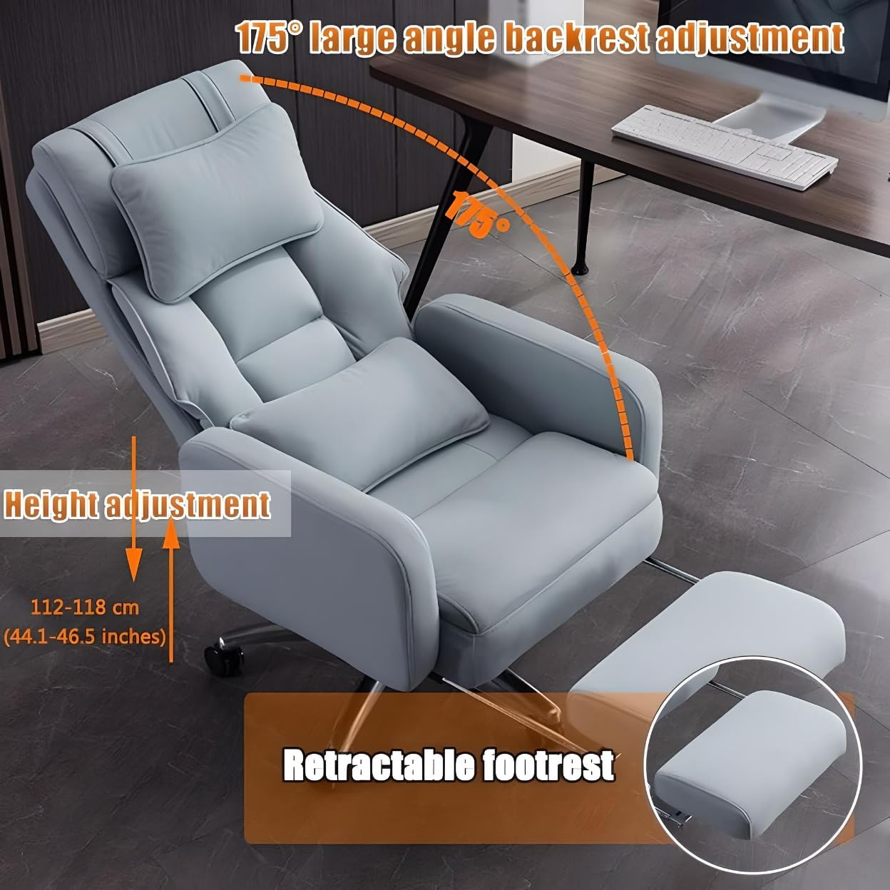Luxury Swivel Executive Chair with footrest and Ergonomic Design