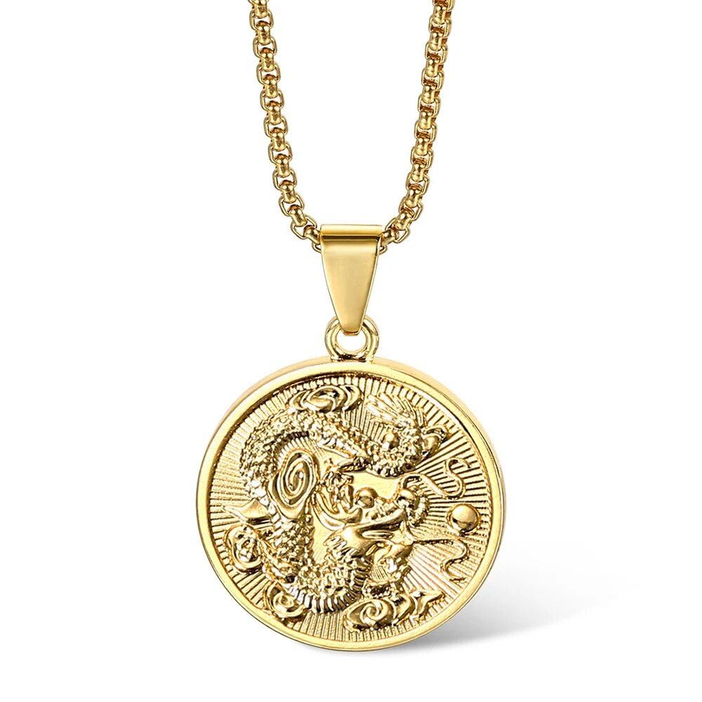 Gold Plated Dragon Pendant Necklace
